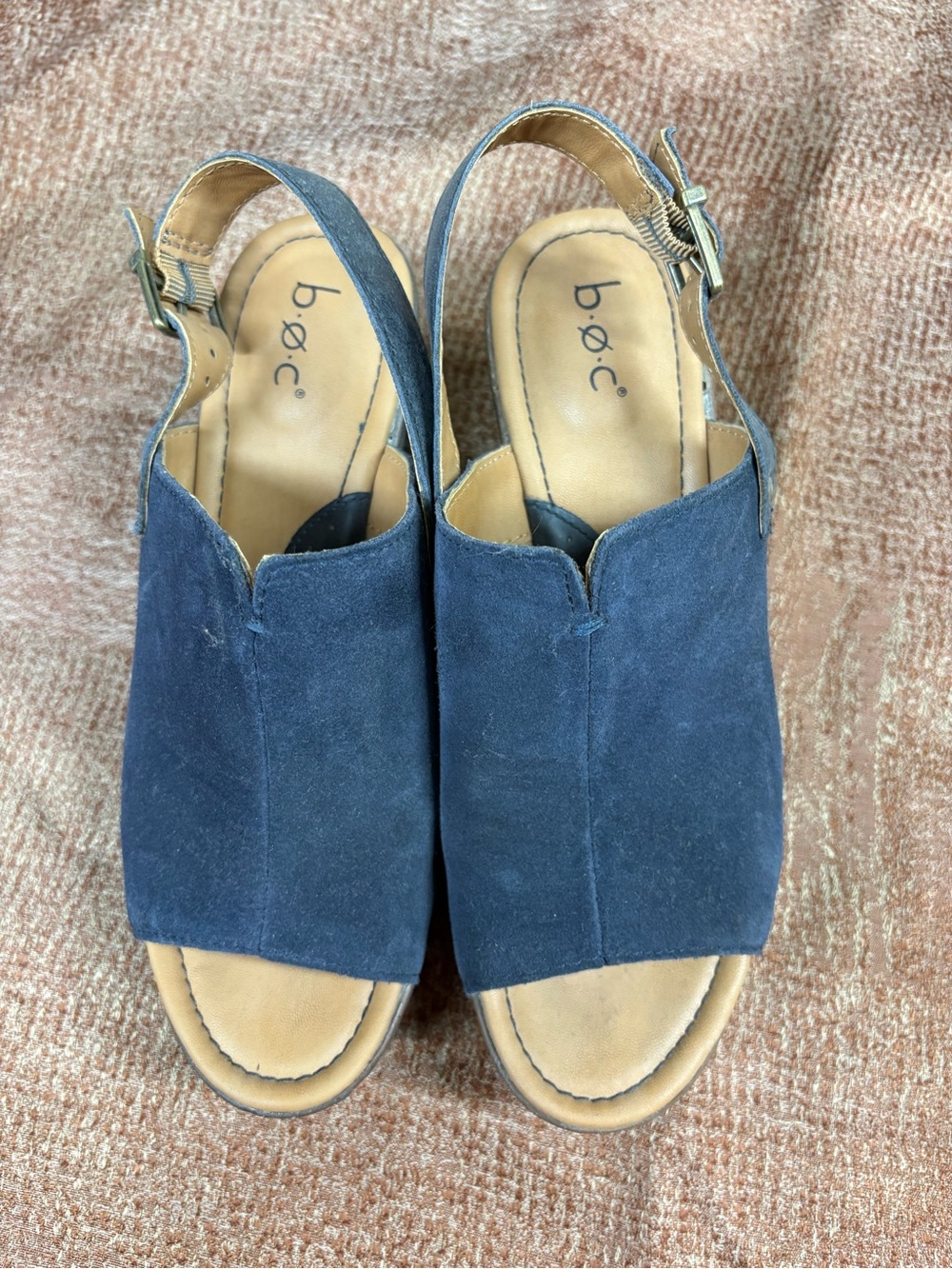 b.o.c. Navy Suede Open-Toe Slingback Sandals